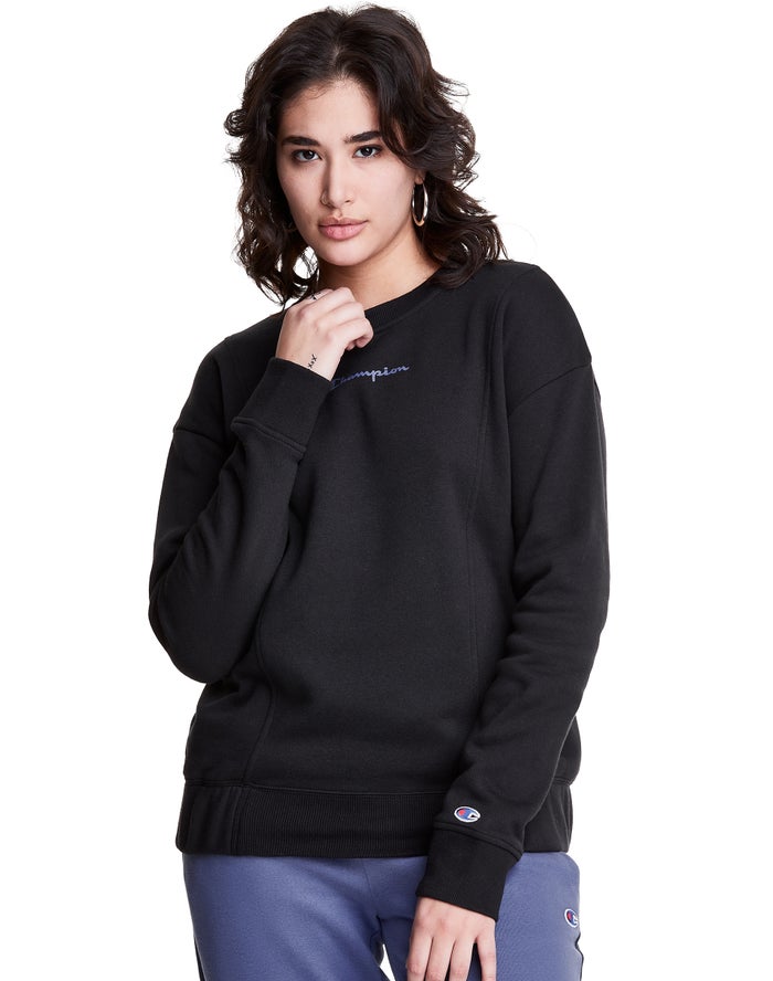 Champion Fleece Crew - Naisten Mustat Collegepaita - Suomi 7512869-WU